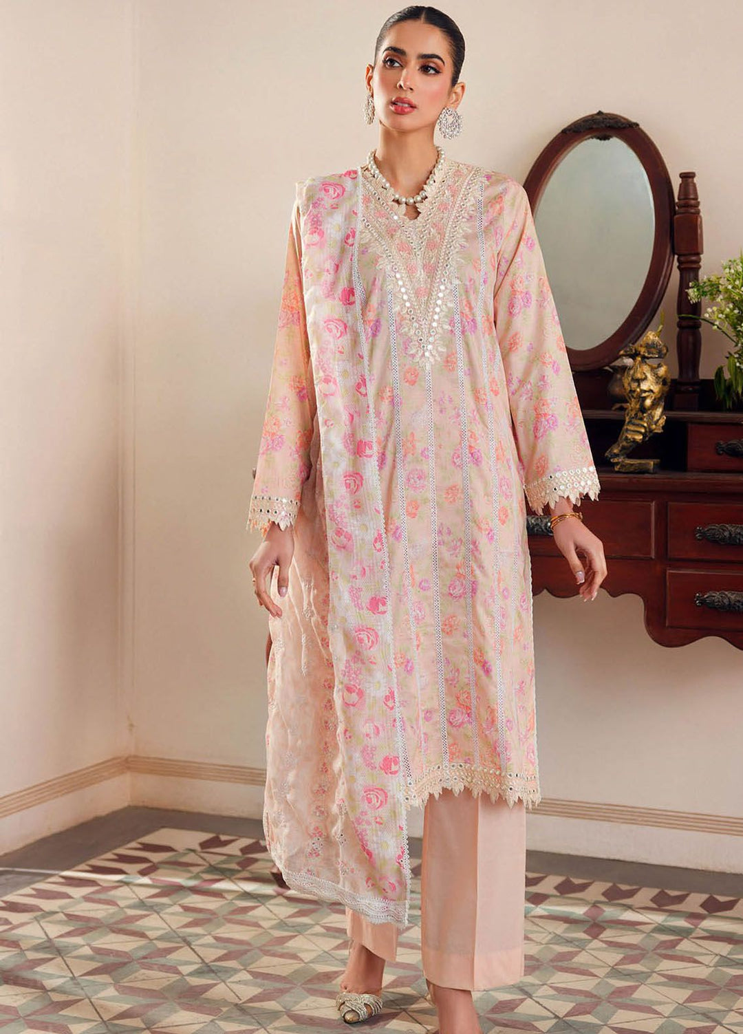 RajBari Embroidered Lawn Suits Unstitched 3 Piece RB24ES D-09 - Summer Collection
