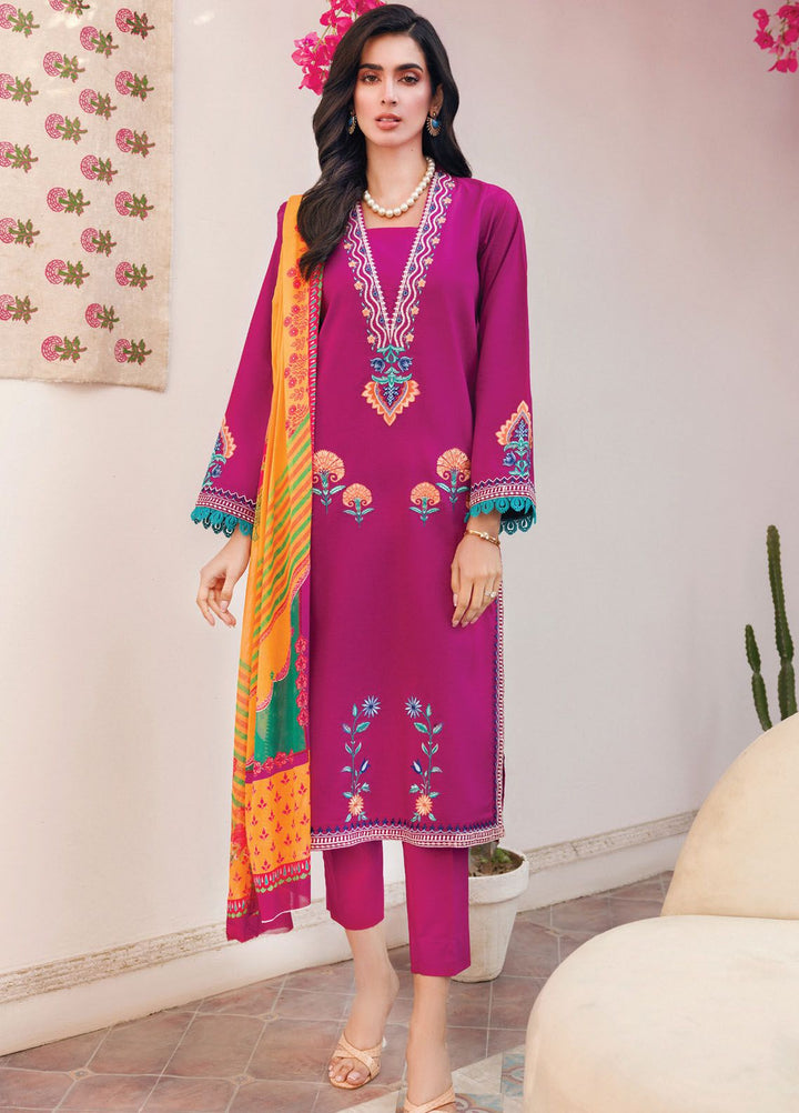 RajBari Embroidered Lawn Suits Unstitched 3 Piece RB24ES D-12 - Summer Collection