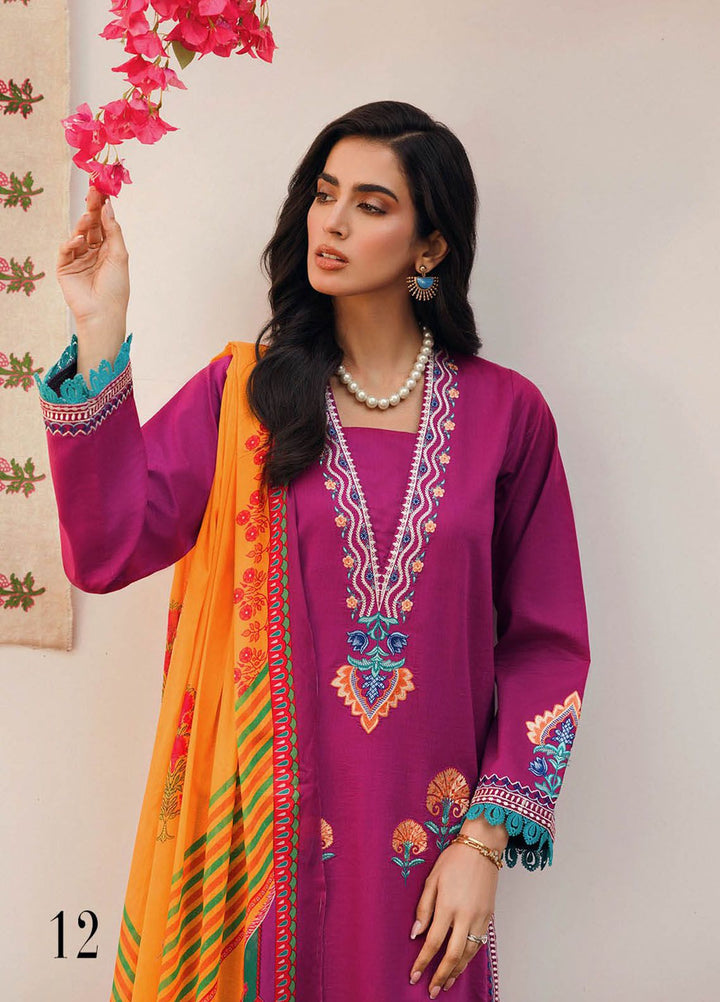 RajBari Embroidered Lawn Suits Unstitched 3 Piece RB24ES D-12 - Summer Collection