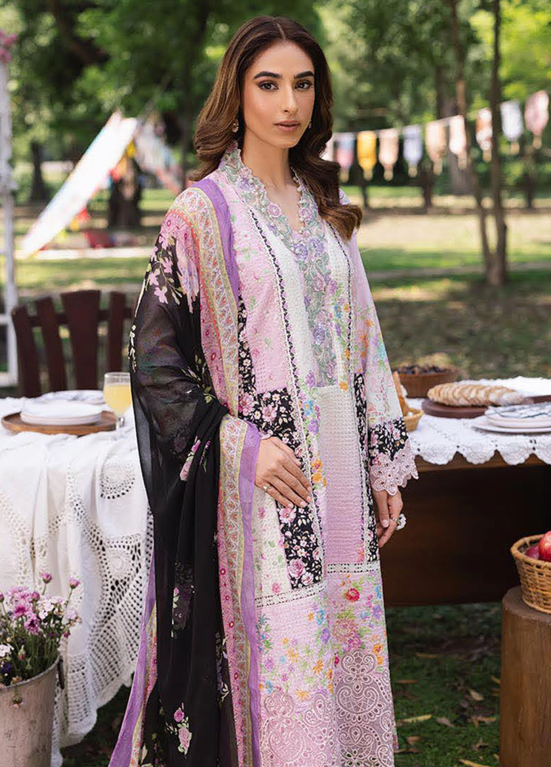 Rajbari Embroidered Lawn Suits Unstitched 3 Piece RB25SP D-01 - Summer Collection