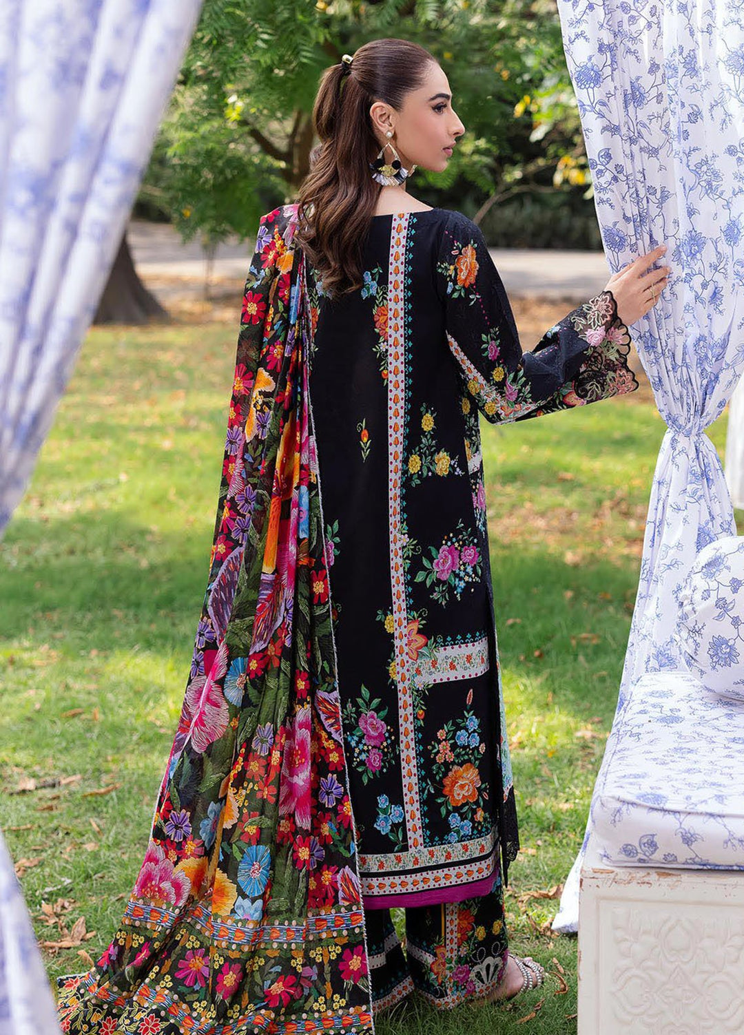 Rajbari Embroidered Lawn Suits Unstitched 3 Piece RB25SP D-03 - Summer Collection