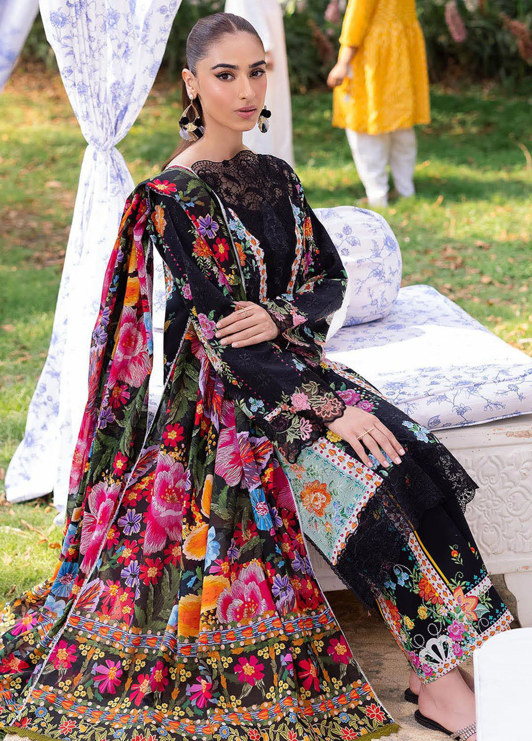 Rajbari Embroidered Lawn Suits Unstitched 3 Piece RB25SP D-03 - Summer Collection