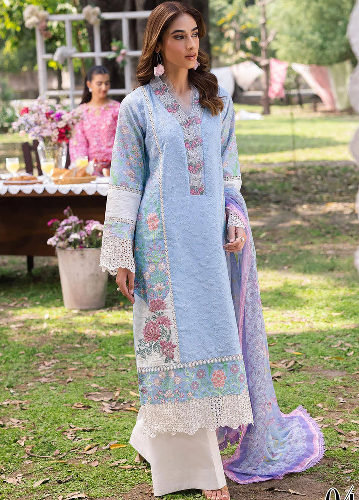 Rajbari Embroidered Lawn Suits Unstitched 3 Piece RB25SP D-04 - Summer Collection