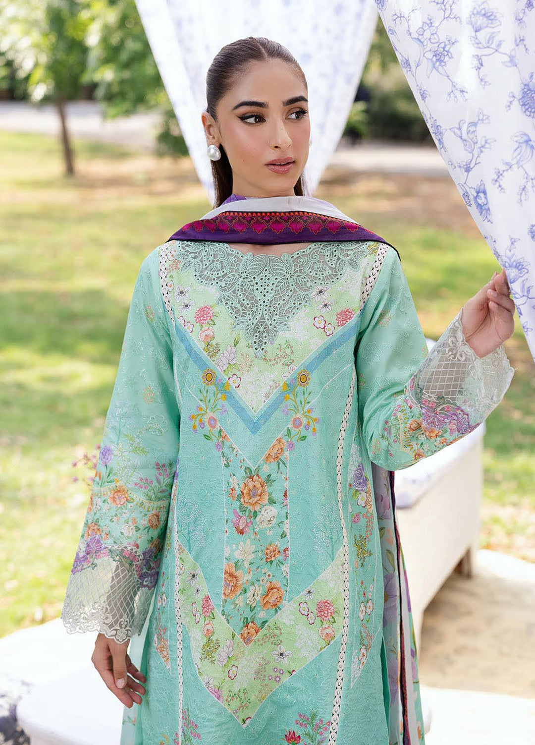 Rajbari Embroidered Lawn Suits Unstitched 3 Piece RB25SP D-05 - Summer Collection