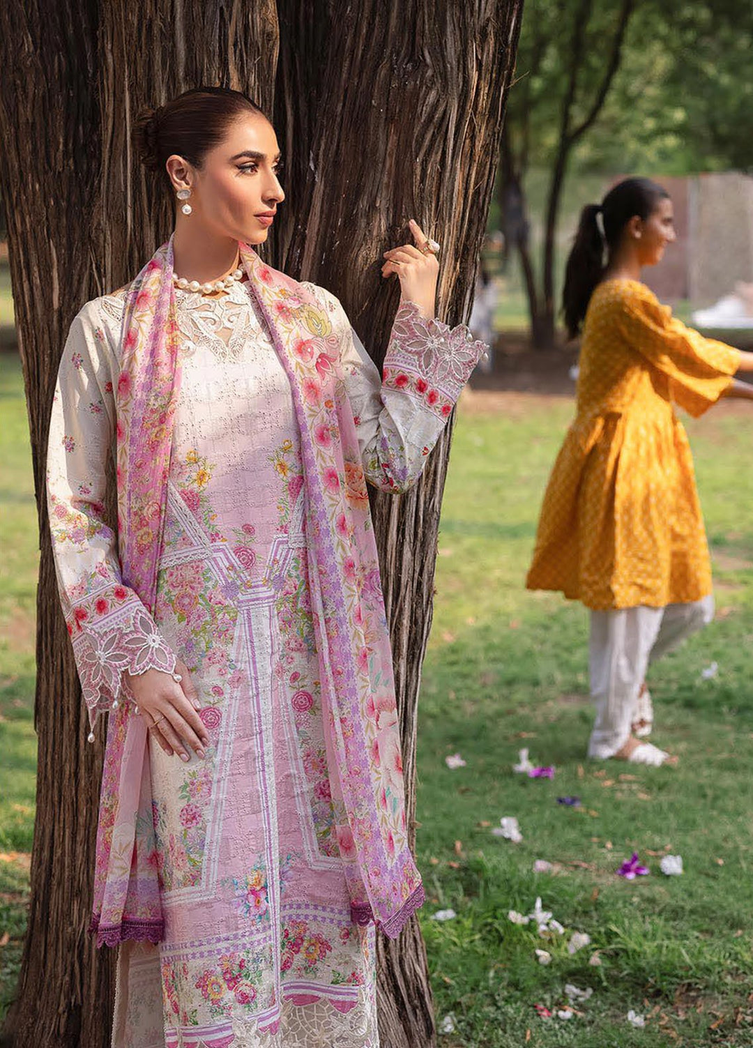 Rajbari Embroidered Lawn Suits Unstitched 3 Piece RB25SP D-07 - Summer Collection