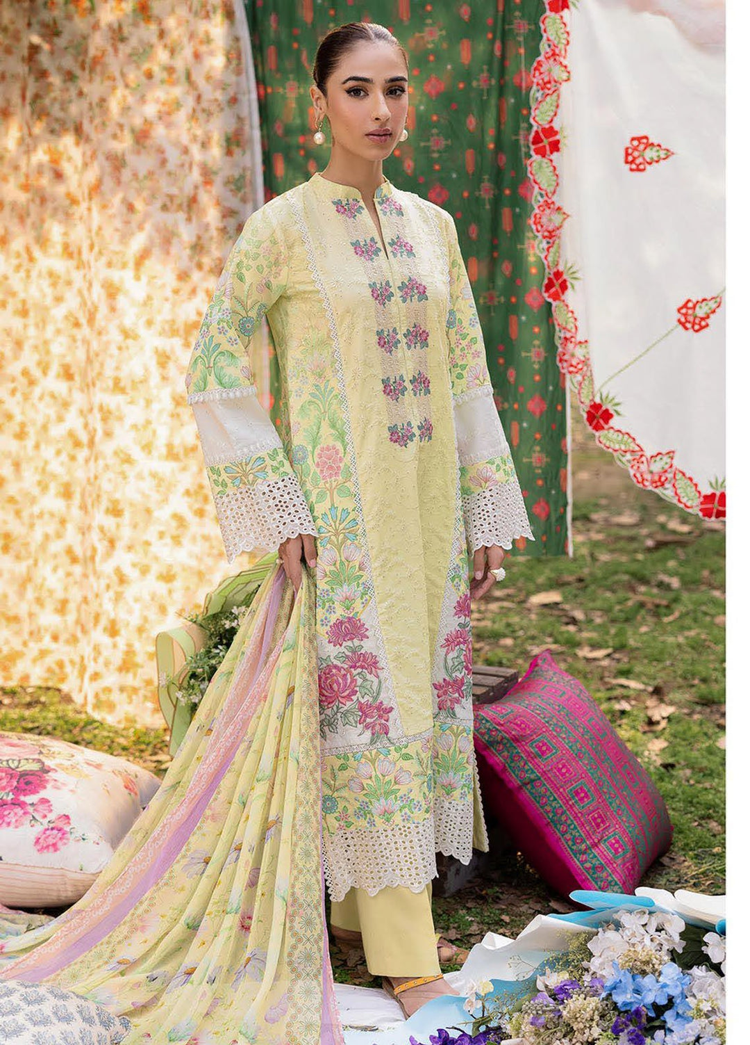 Rajbari Embroidered Lawn Suits Unstitched 3 Piece RB25SP D-11 - Summer Collection