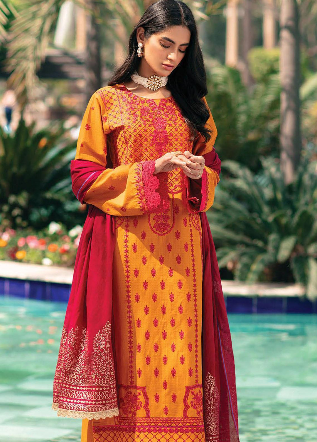 RajBari Embroidered Lawn Suits Unstitched 3 Piece RB22J 2B - Exclusive Collection