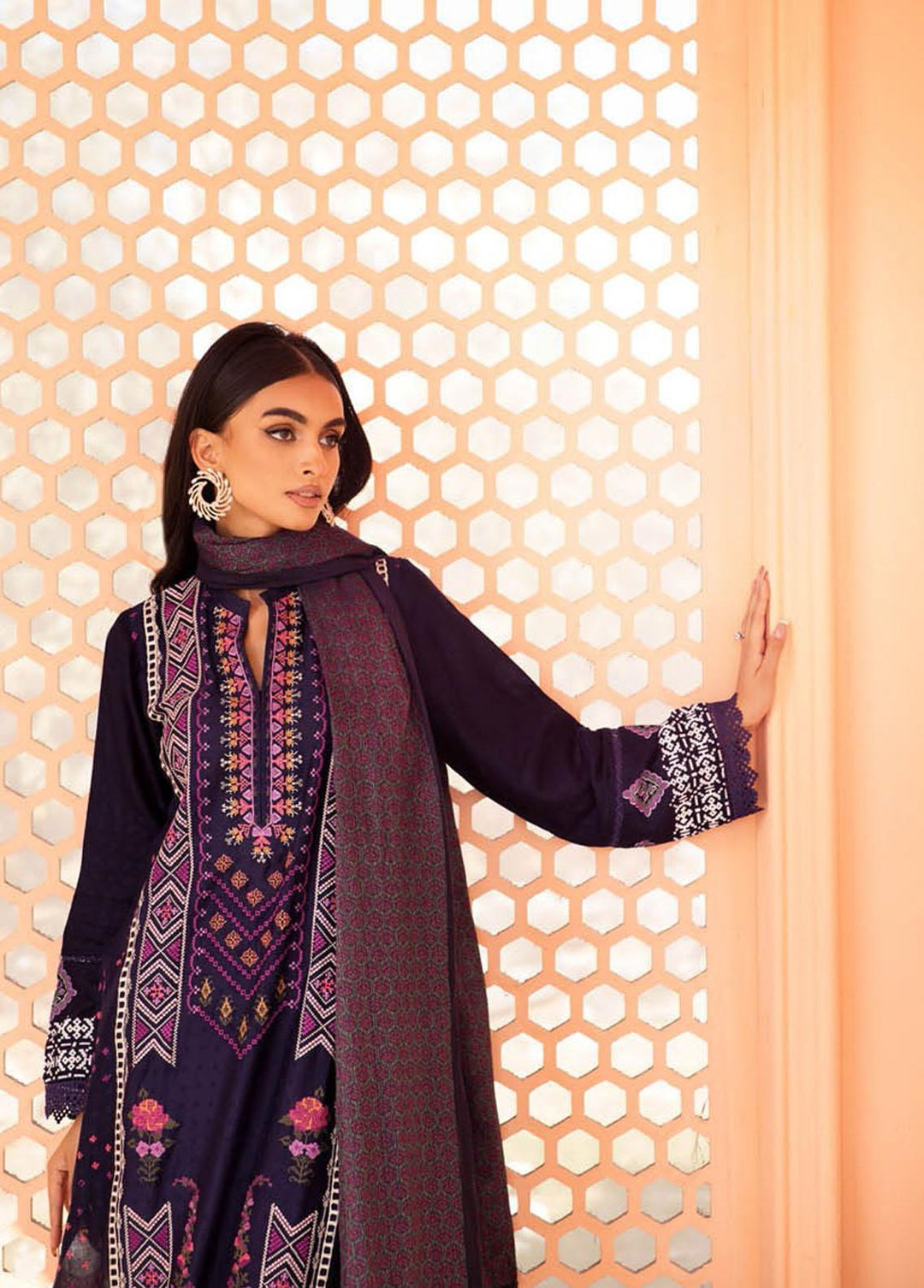 RajBari Embroidered Jacquard Suits Unstitched 3 Piece RB23F 3A - Luxury Collection