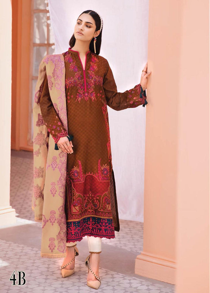 RajBari Embroidered Jacquard Suits Unstitched 3 Piece RB23F 4B - Luxury Collection