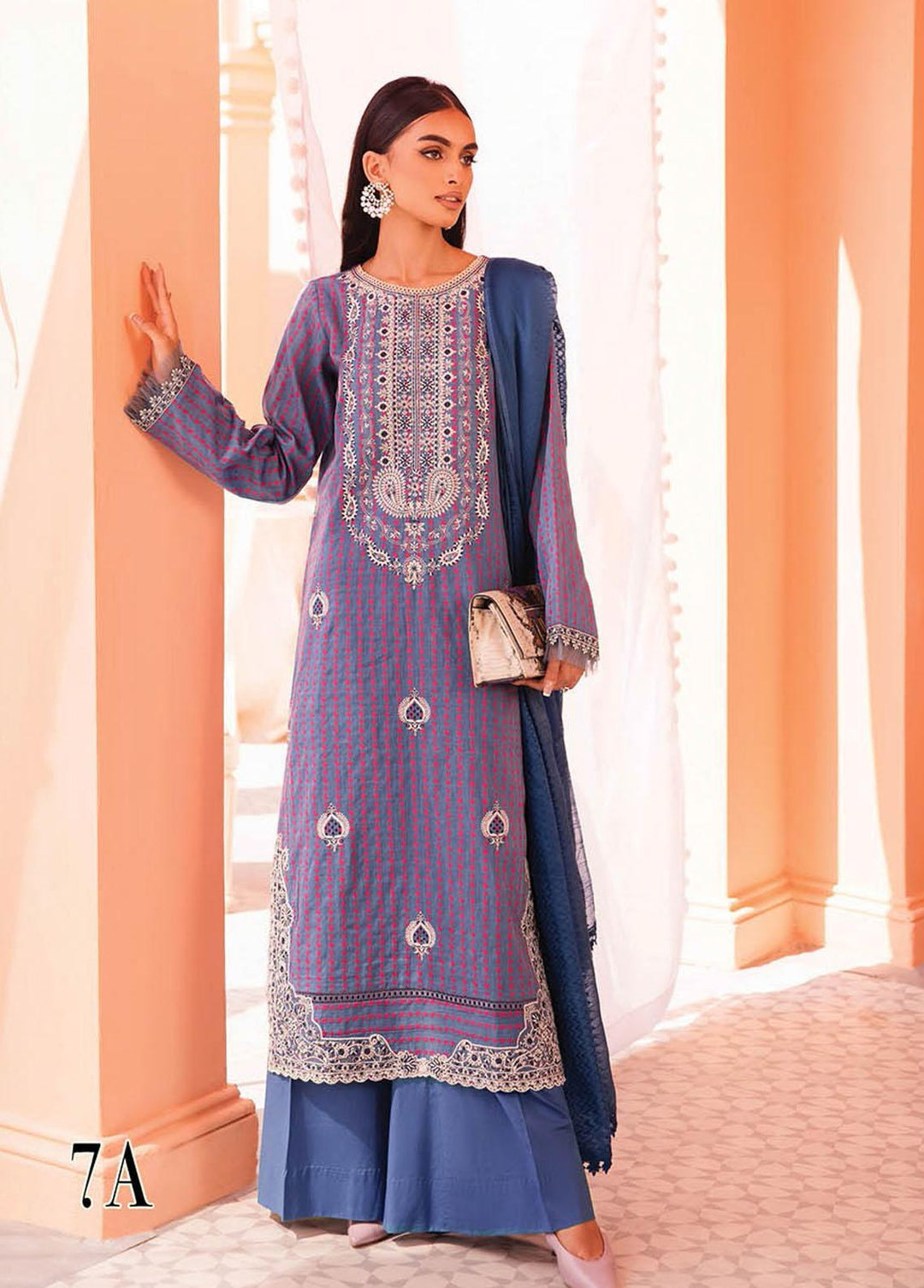 RajBari Embroidered Jacquard Suits Unstitched 3 Piece RB23F 7A - Luxury Collection