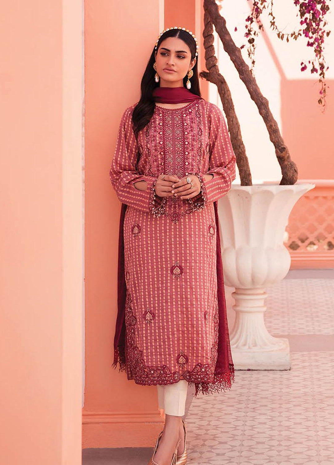 RajBari Embroidered Jacquard Suits Unstitched 3 Piece RB23F 7B - Luxury Collection