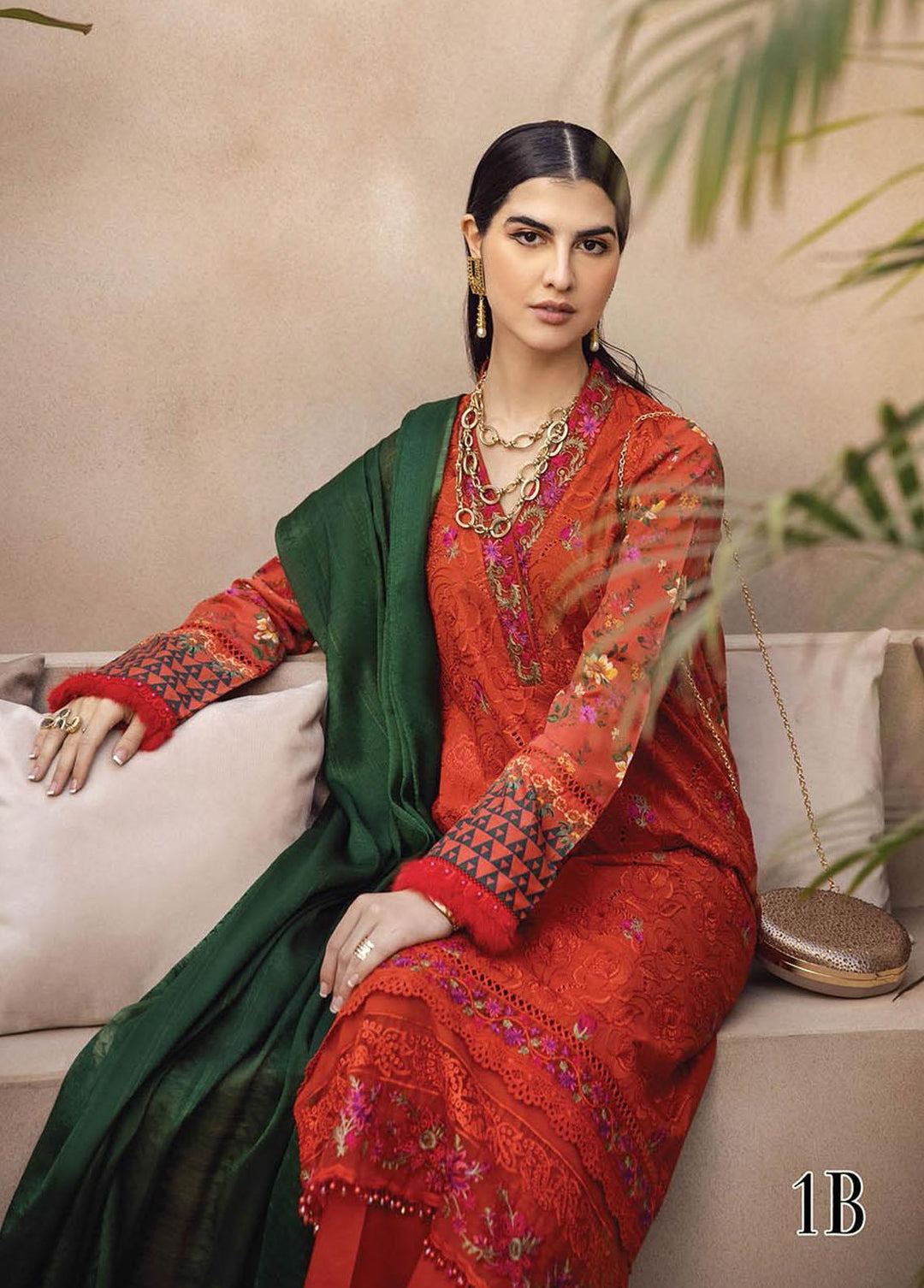 RajBari Embroidered Chikankari Suits Unstitched 3 Piece RB23CK 1B - Premium Collection