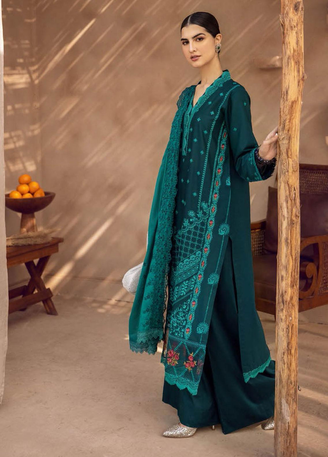 RajBari Embroidered Chikankari Suits Unstitched 3 Piece RB23CK 2B - Premium Collection