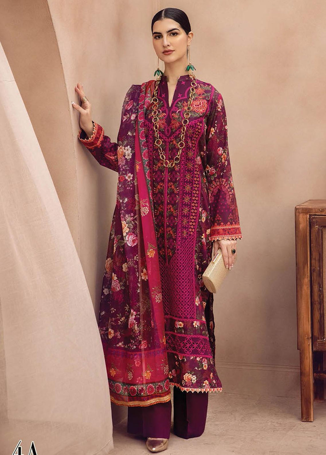 RajBari Embroidered Chikankari Suits Unstitched 3 Piece RB23CK 4A - Premium Collection