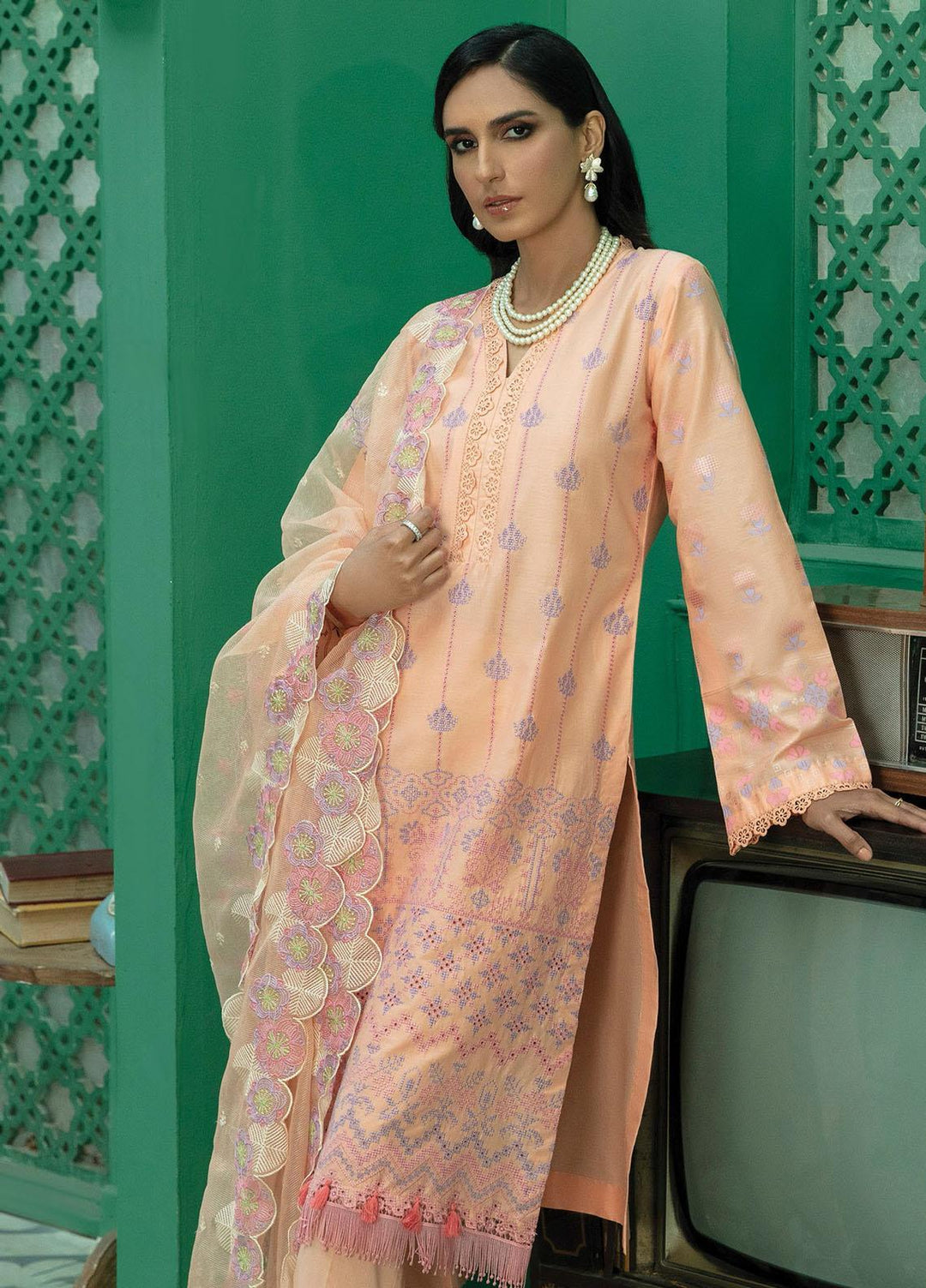 RajBari Embroidered Chikankari Suits Unstitched 3 Piece RB22CK 03 Zark - Spring / Summer Collection