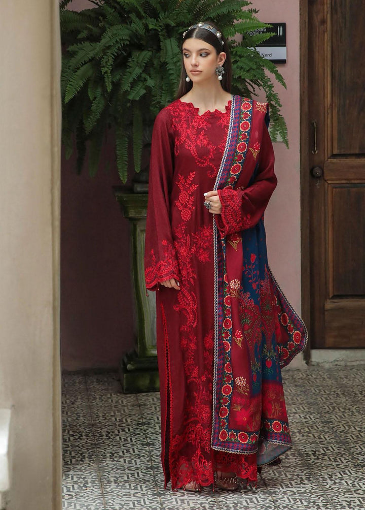 RajBari Embroidered Karandi Suits Unstitched 3 Piece RB22K 1B - Premium Collection