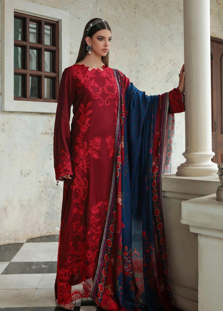 RajBari Embroidered Karandi Suits Unstitched 3 Piece RB22K 1B - Premium Collection