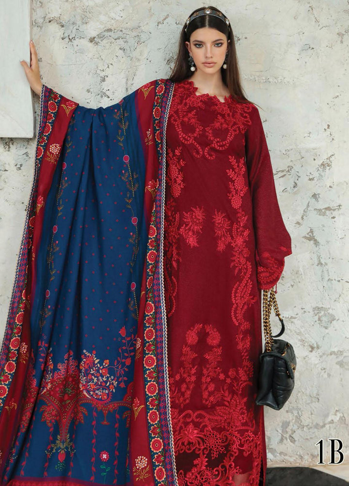 RajBari Embroidered Karandi Suits Unstitched 3 Piece RB22K 1B - Premium Collection