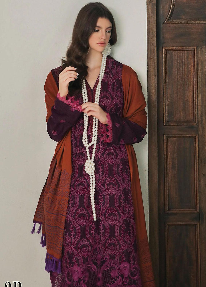 RajBari Embroidered Karandi Suits Unstitched 3 Piece RB22K 2B - Premium Collection