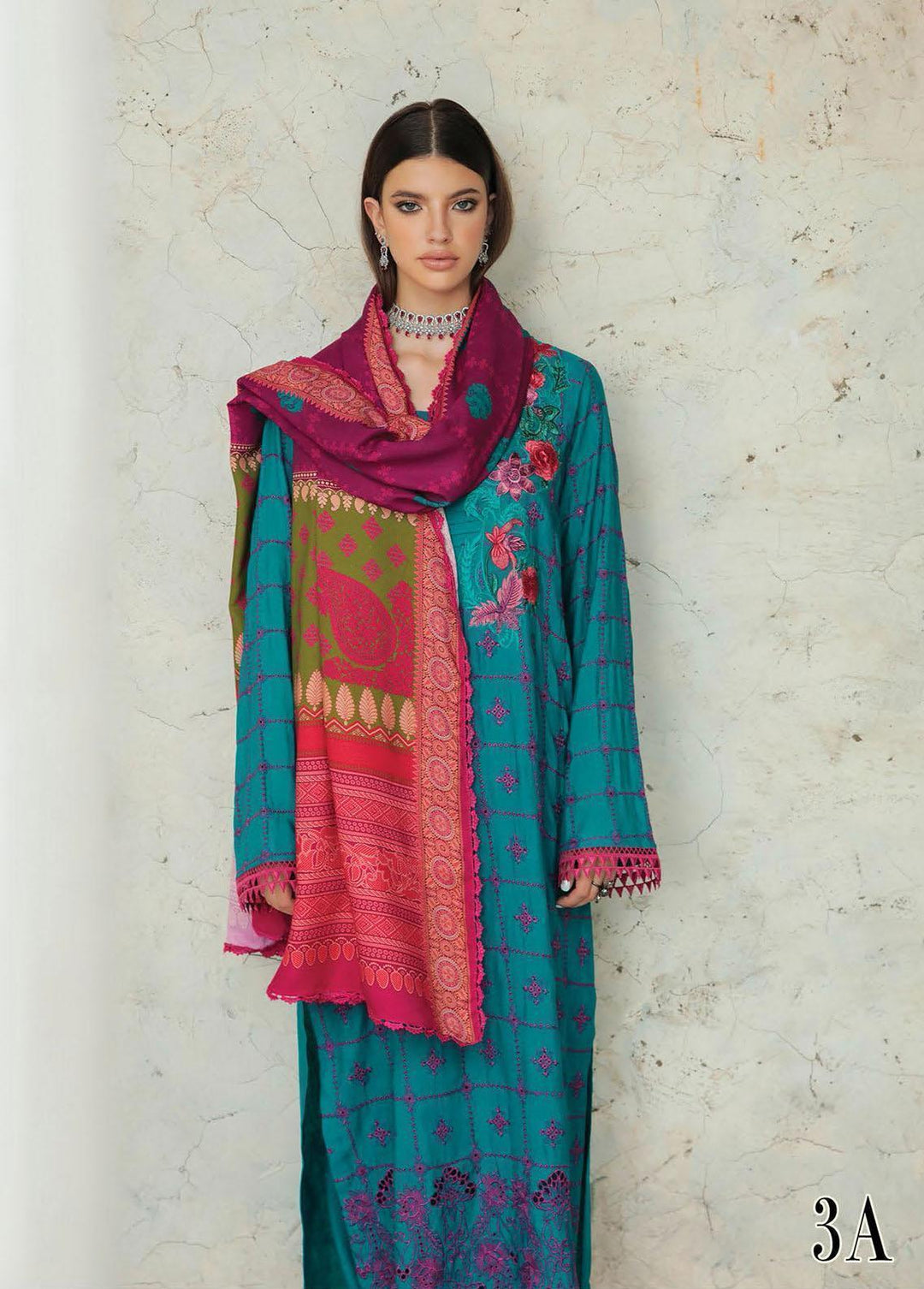 RajBari Embroidered Karandi Suits Unstitched 3 Piece RB22K 3A - Premium Collection