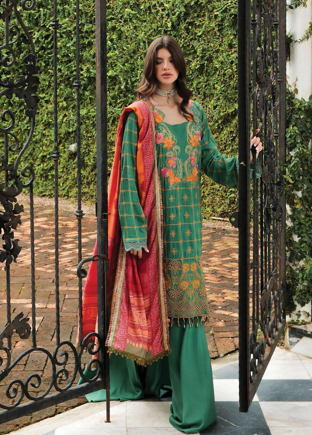 RajBari Embroidered Karandi Suits Unstitched 3 Piece RB22K 3B - Premium Collection