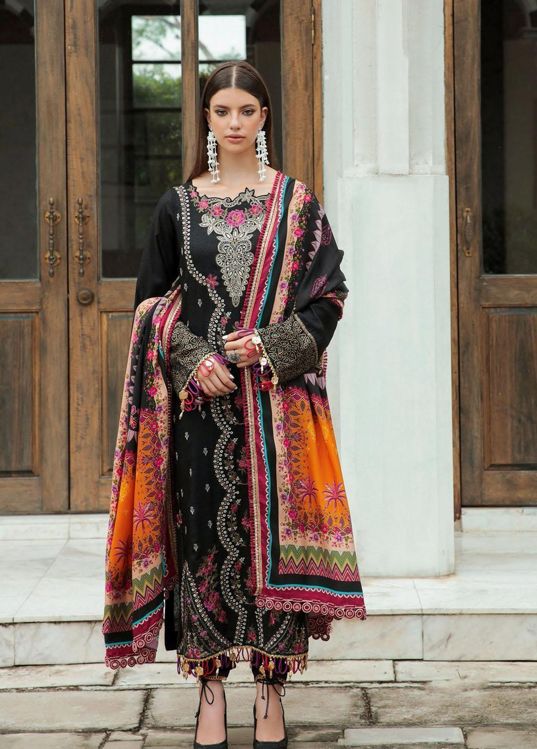 RajBari Embroidered Karandi Suits Unstitched 3 Piece RB22K 5A - Premium Collection
