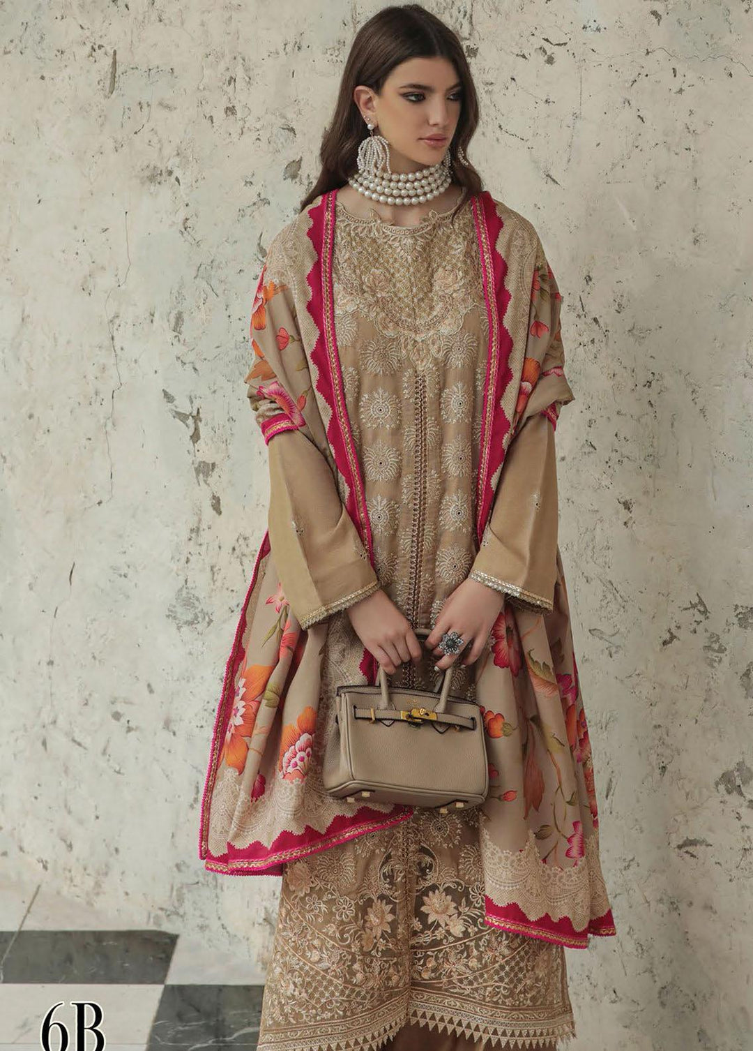 RajBari Embroidered Karandi Suits Unstitched 3 Piece RB22K 6B - Premium Collection