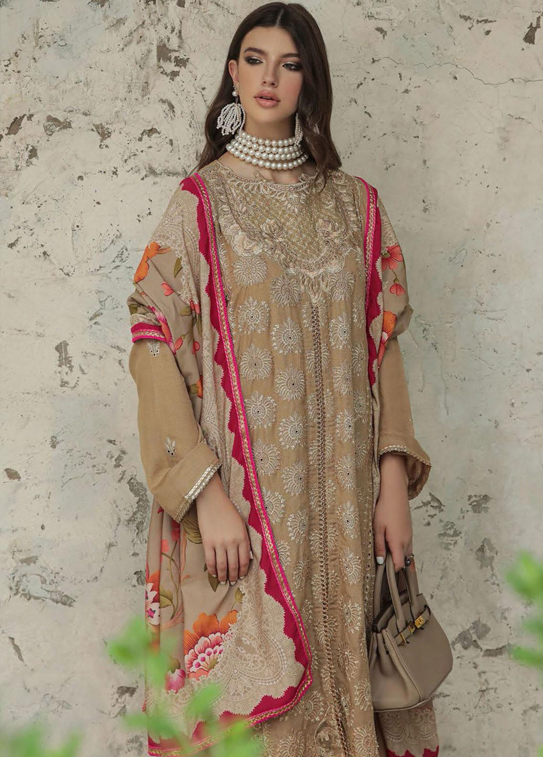 RajBari Embroidered Karandi Suits Unstitched 3 Piece RB22K 6B - Premium Collection