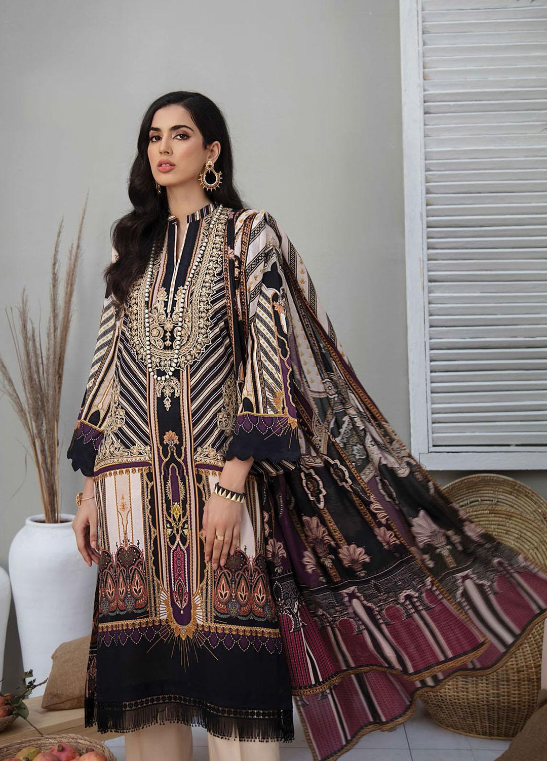 RajBari Embroidered Lawn Suits Unstitched 3 Piece RB21SS 3A - Spring / Summer Collection