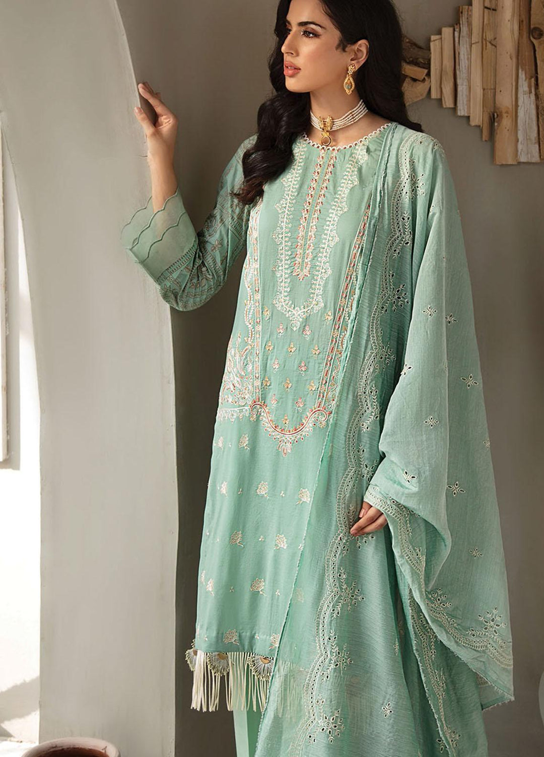 RajBari Embroidered Lawn Suits Unstitched 3 Piece RB21SS 4A - Spring / Summer Collection