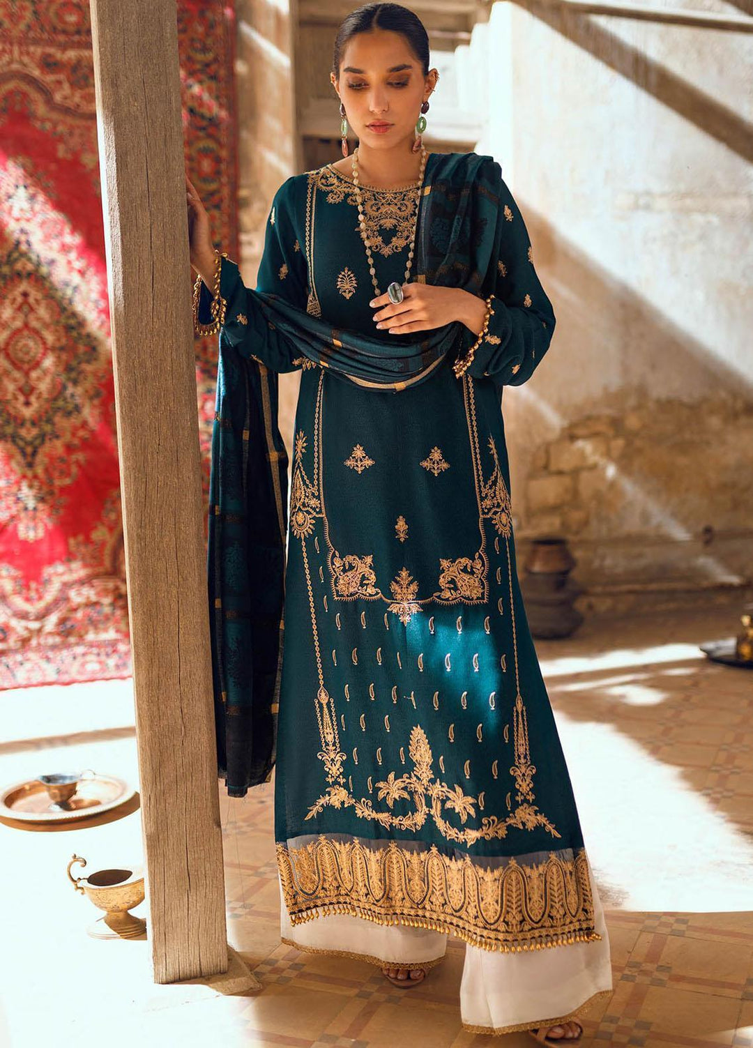 RajBari Embroidered Khaddar Suits Unstitched 3 Piece RB22WE 1A - Winter Collection