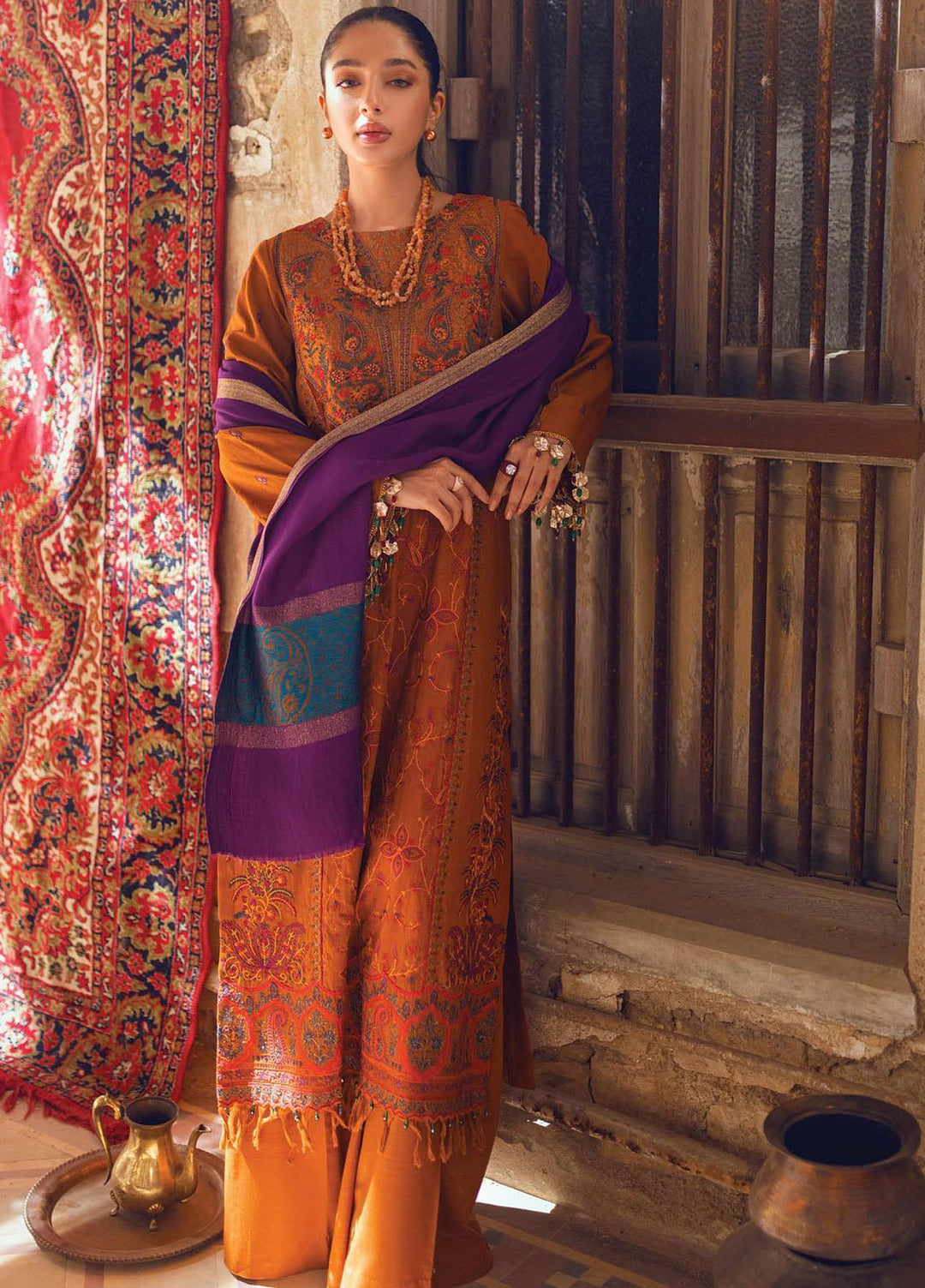 RajBari Embroidered Khaddar Suits Unstitched 3 Piece RB22WE 2B - Winter Collection