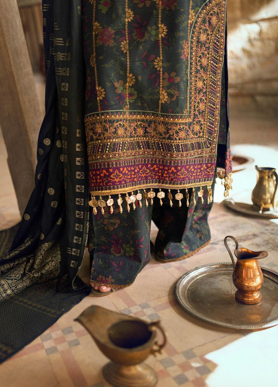 RajBari Embroidered Khaddar Suits Unstitched 3 Piece RB22WE 3A - Winter Collection