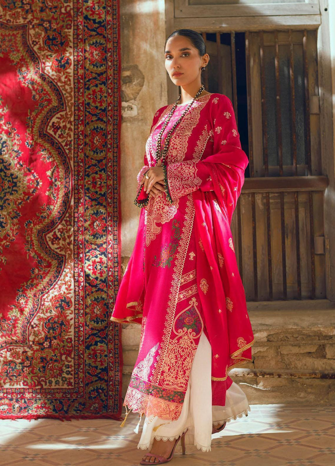 RajBari Embroidered Karandi Suits Unstitched 3 Piece RB22WE 4B - Winter Collection