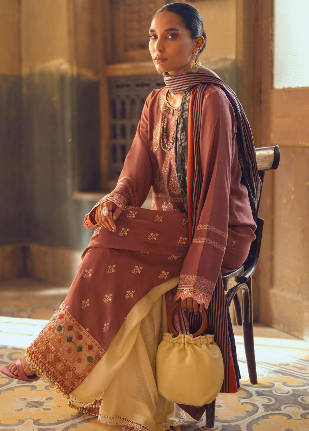 RajBari Embroidered Karandi Suits Unstitched 3 Piece RB22WE 5B - Winter Collection