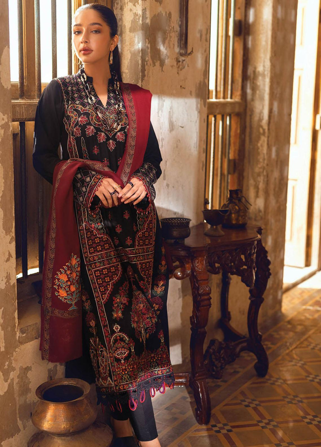 RajBari Embroidered Karandi Suits Unstitched 3 Piece RB22WE 6A - Winter Collection