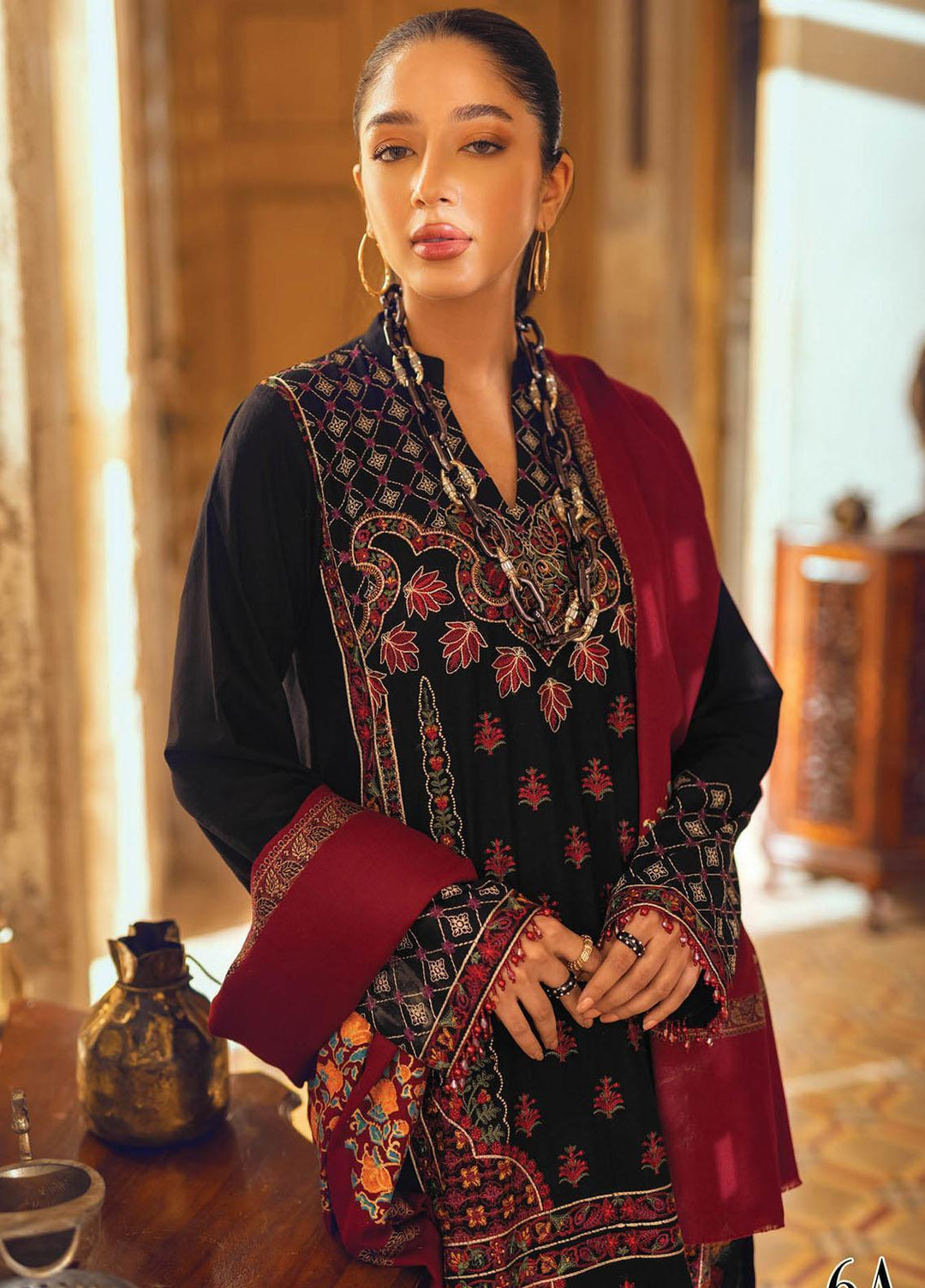 RajBari Embroidered Karandi Suits Unstitched 3 Piece RB22WE 6A - Winter Collection