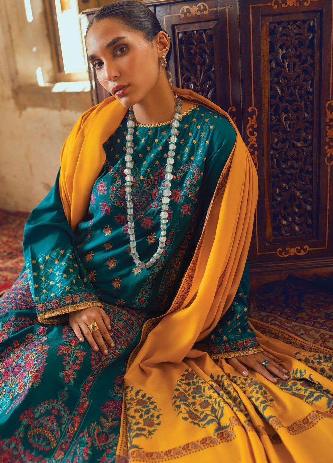 RajBari Embroidered Karandi Suits Unstitched 3 Piece RB22WE 6B - Winter Collection