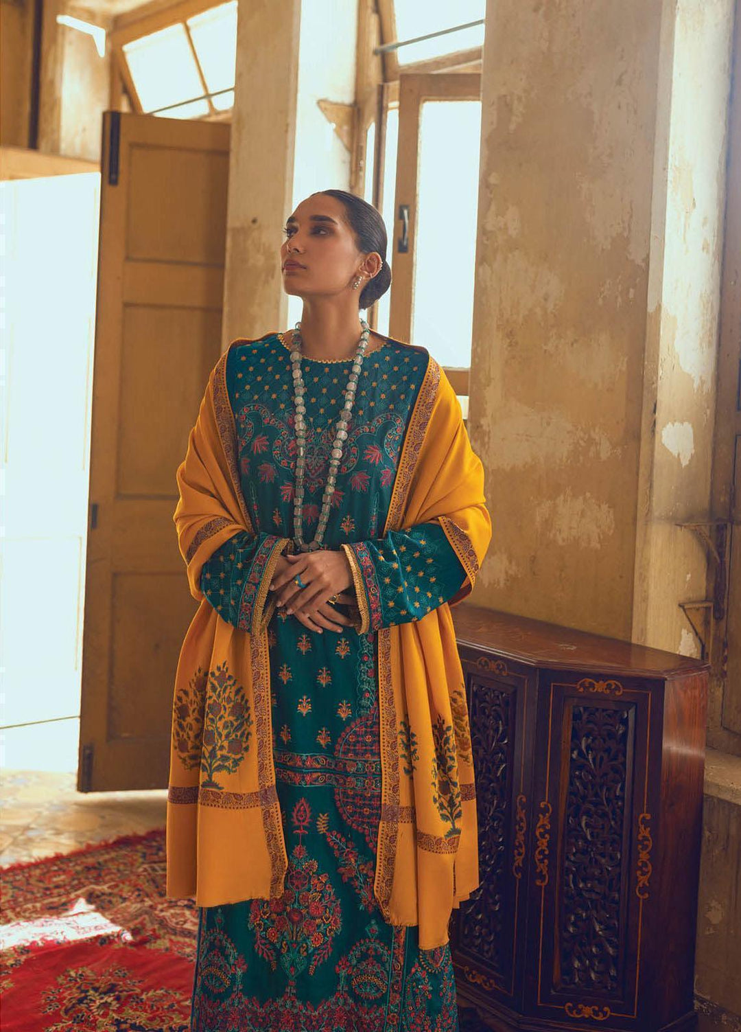 RajBari Embroidered Karandi Suits Unstitched 3 Piece RB22WE 6B - Winter Collection