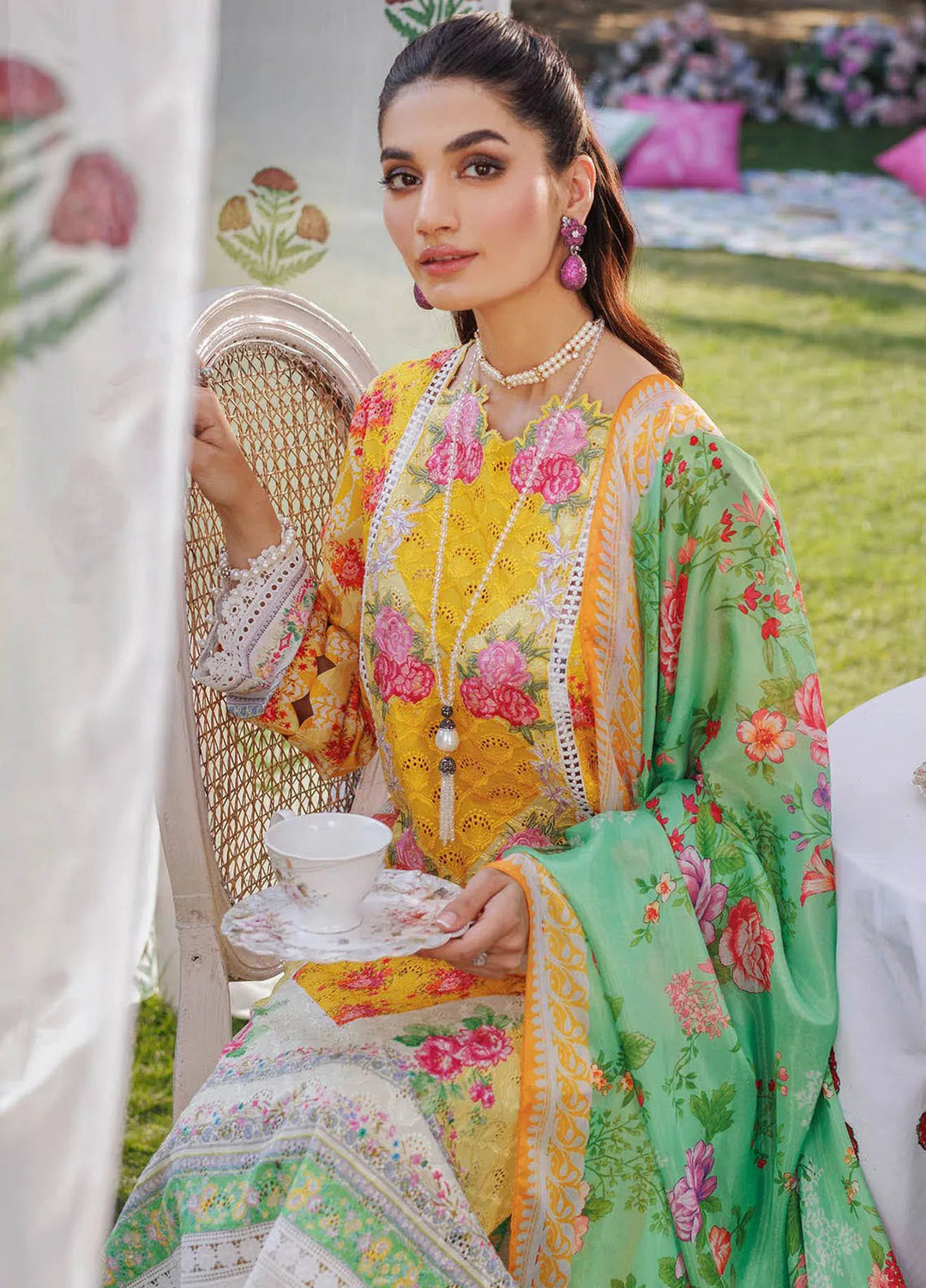 RajBari Printkari Embroidered Lawn Suit Unstitched 3 Piece RB24P 1A - Summer Collection