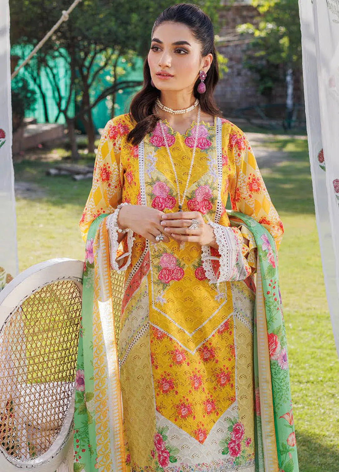 RajBari Printkari Embroidered Lawn Suit Unstitched 3 Piece RB24P 1A - Summer Collection