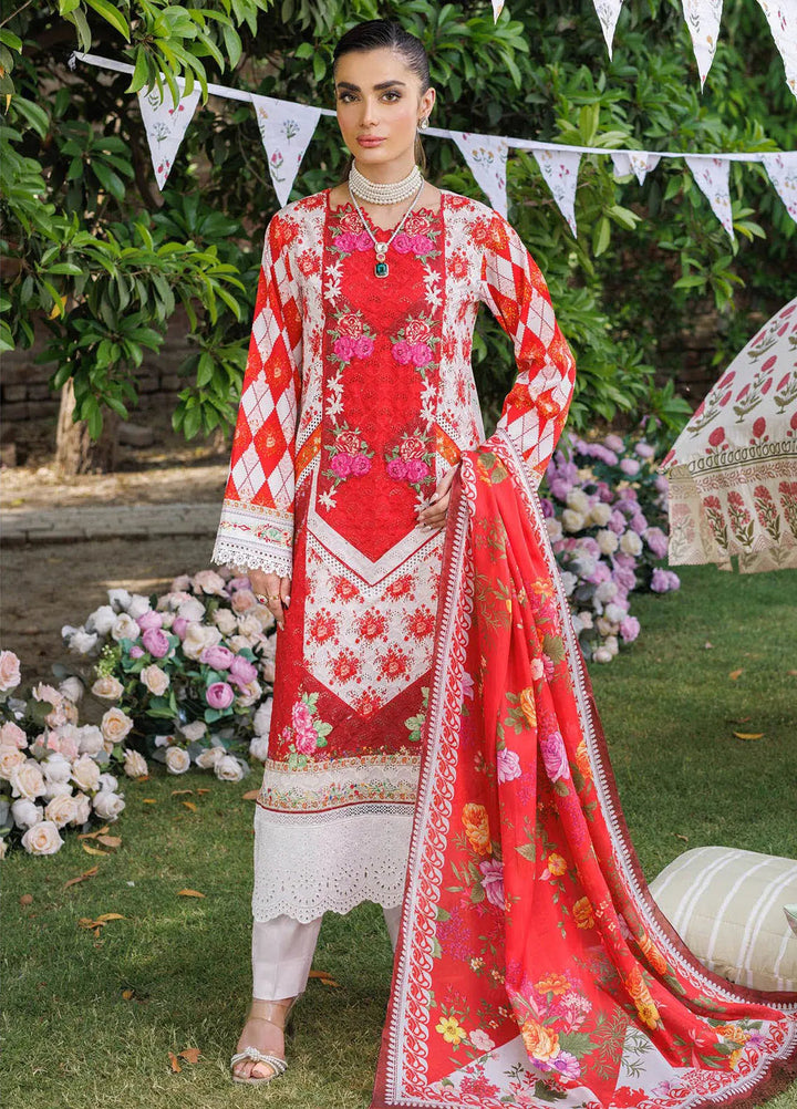 RajBari Printkari Embroidered Lawn Suit Unstitched 3 Piece RB24P 1B - Summer Collection