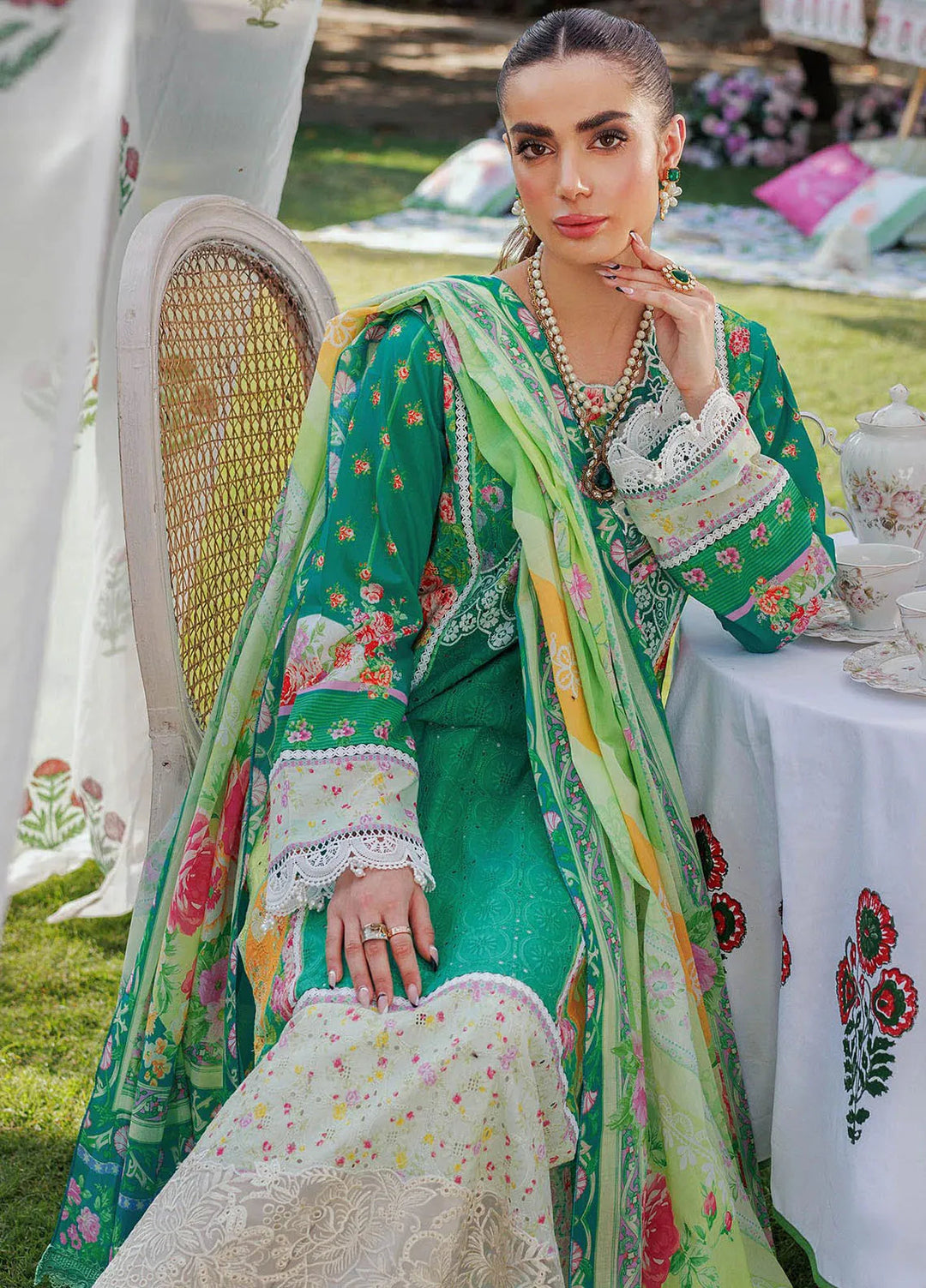 RajBari Printkari Embroidered Lawn Suit Unstitched 3 Piece RB24P 2A - Summer Collection