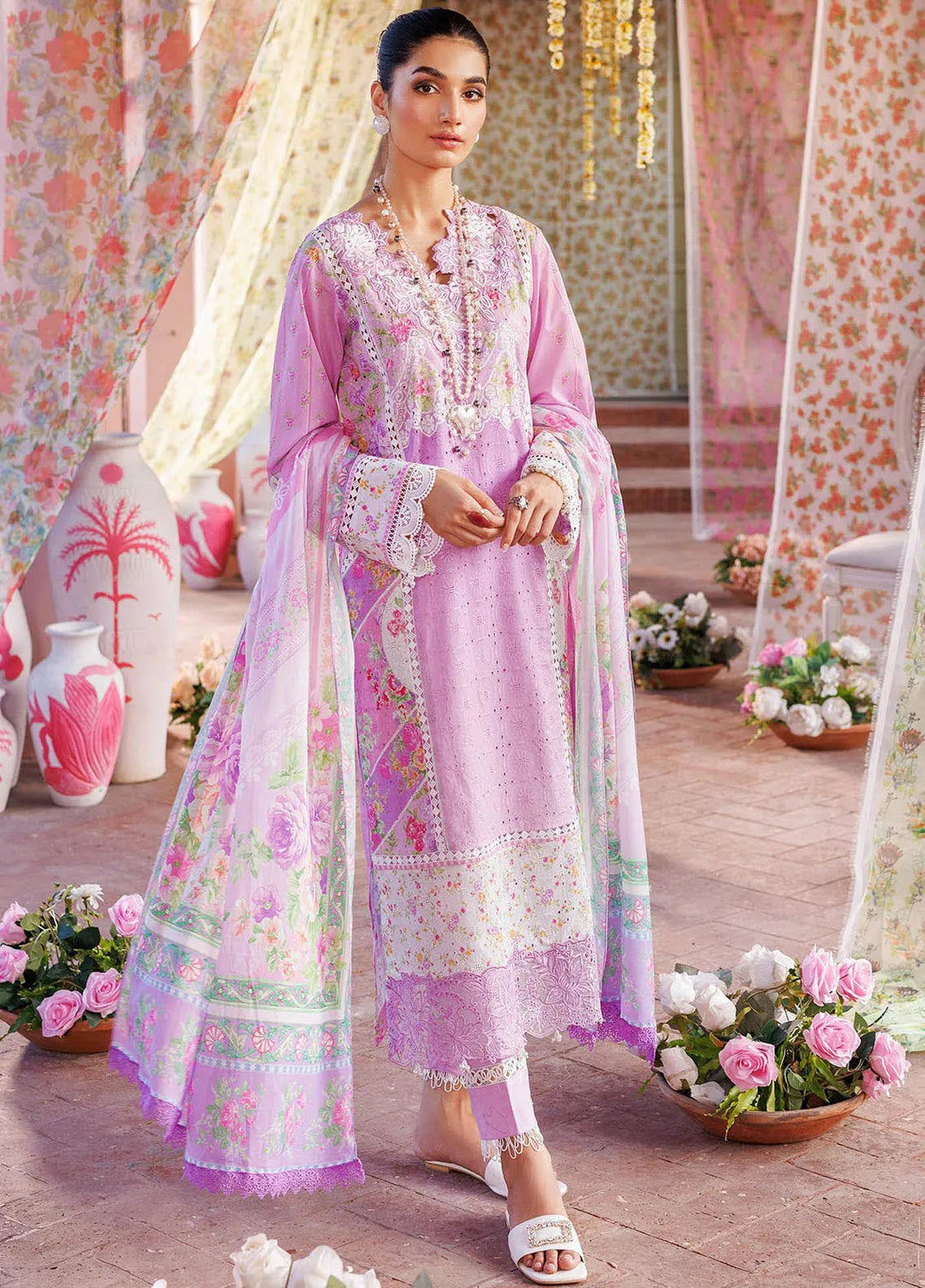 RajBari Printkari Embroidered Lawn Suit Unstitched 3 Piece RB24P 2B - Summer Collection