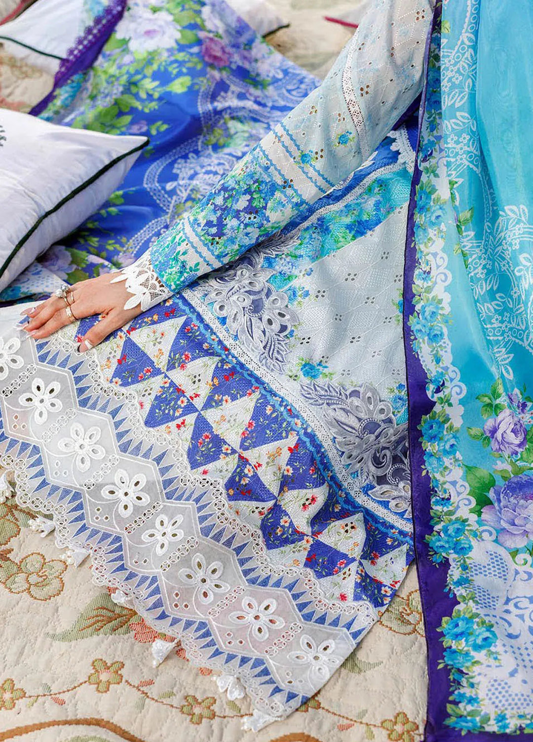 RajBari Printkari Embroidered Lawn Suit Unstitched 3 Piece RB24P 4B - Summer Collection