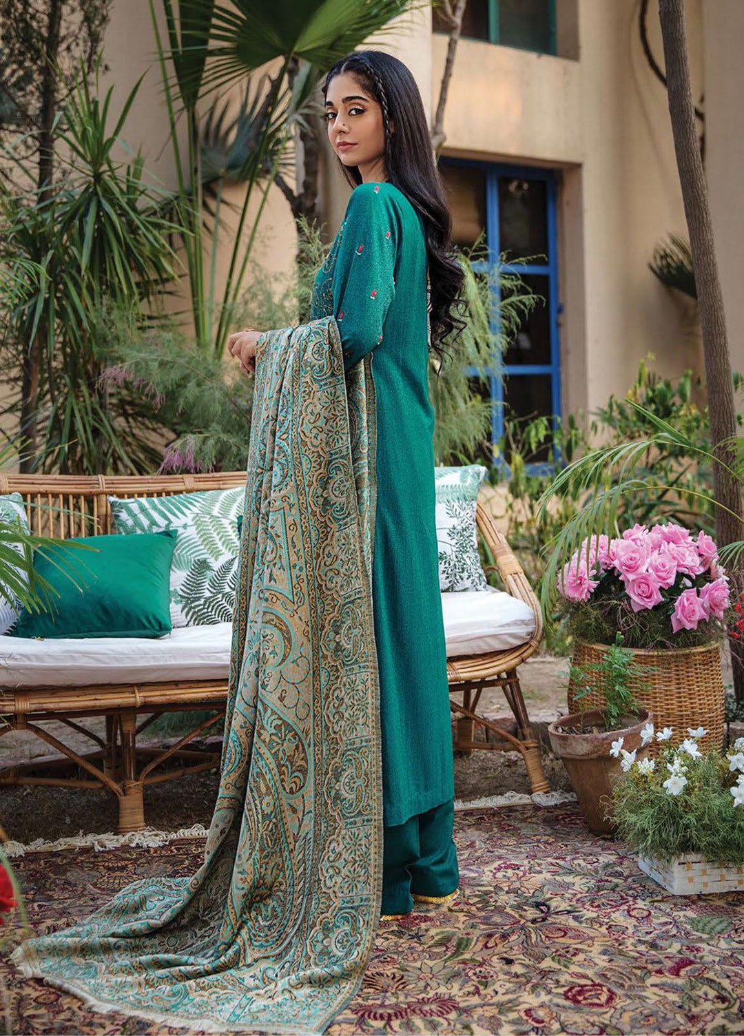 RajBari Embroidered Karandi Suits Unstitched 3 Piece RB21W 9B - Winter Collection