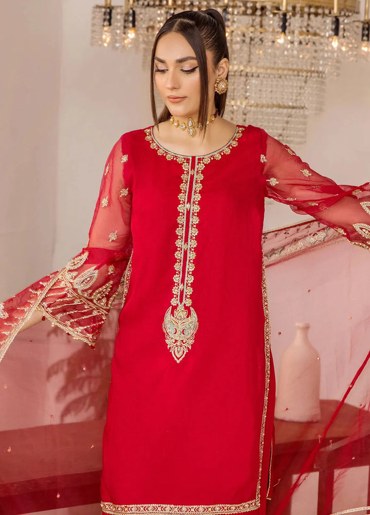 Rajwani by HM Pret Embroidered Raw Silk 3 Piece Suit Xenia pink