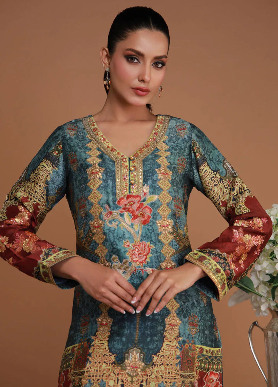 Ramadan Edit by Shamaeel Ansari Pret Embroidered Sheesha Silk 3 Piece Suit RF-08