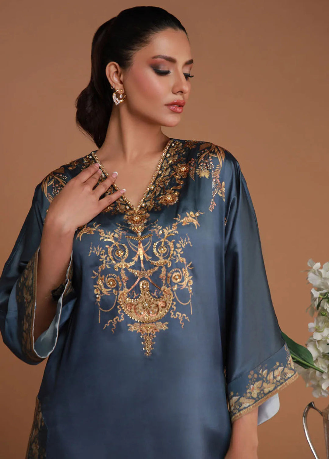 Ramadan Edit by Shamaeel Ansari Pret Embroidered Silk 3 Piece Suit RF-05