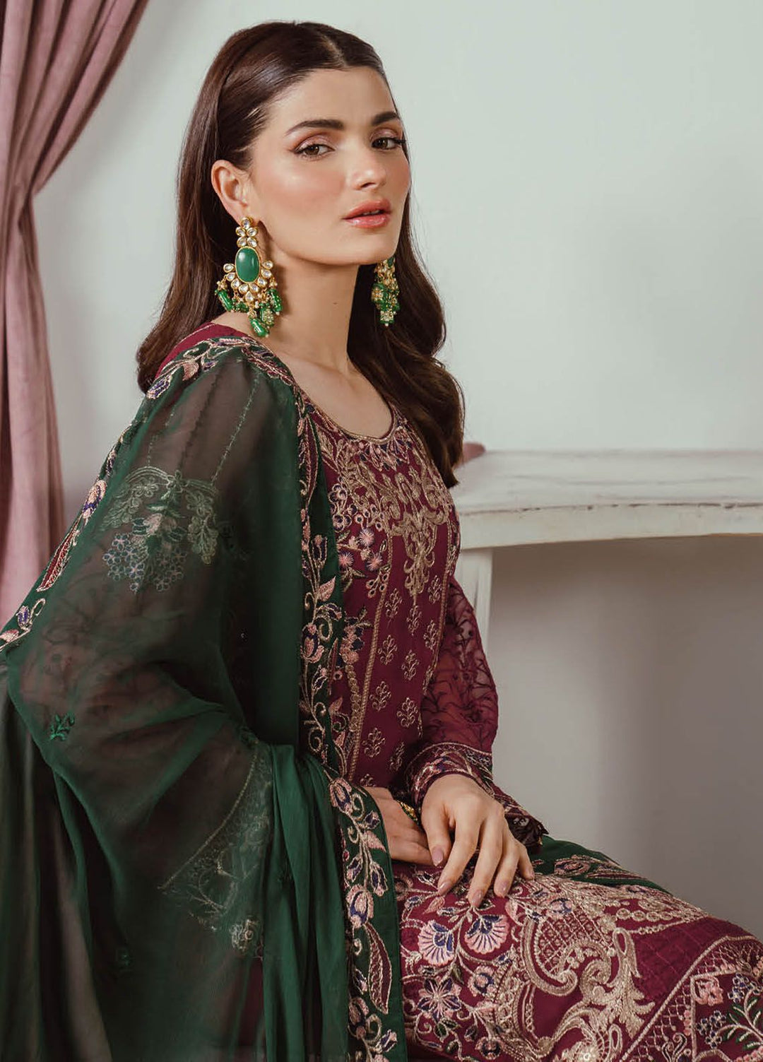 Ramsha Embroidered Chiffon Suit Unstitched 3 Piece RSH24C F-2501 - Formal Collection